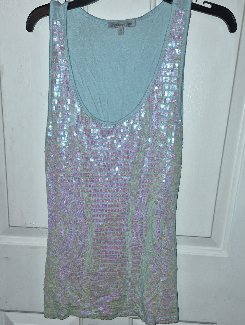 🛍 Charlotte Russe Light Blue Iridescent Mermaid Sequin Tank